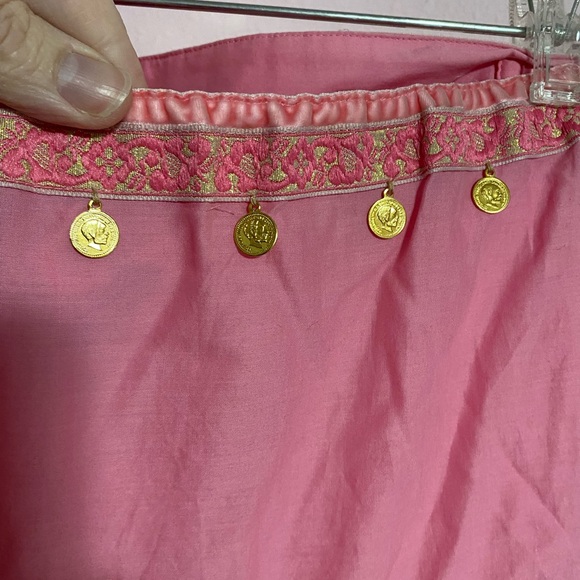 Express Strapless Barbie Pink Embroidered Dress Gold Accents Size 8 - Picture 8 of 13